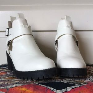 White Leatherette Booties